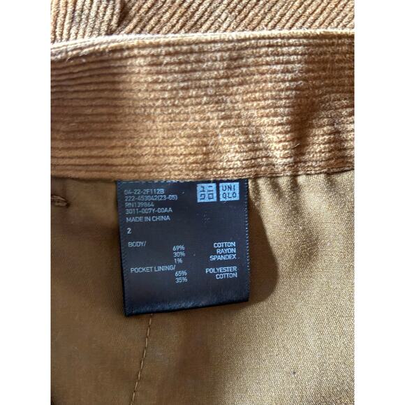 Uniqlo Brown Corduroy Mini Skirt Size 2 Button Front Pockets A-Line - Picture 5 of 8